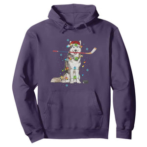 Funny Christmas Husky Ice Hockey Player Holiday Gift Hoodie TS12 Purple Print Your Wear