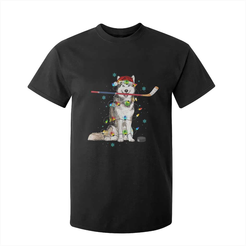 Funny Christmas Husky Ice Hockey Player Holiday Gift T Shirt For Kid TS12 Black Print Your Wear