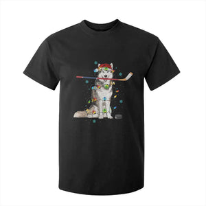 Funny Christmas Husky Ice Hockey Player Holiday Gift T Shirt For Kid TS12 Black Print Your Wear