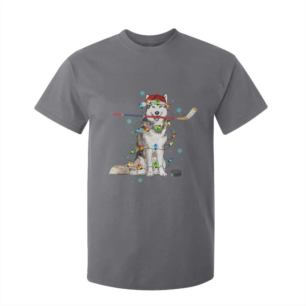 Funny Christmas Husky Ice Hockey Player Holiday Gift T Shirt For Kid TS12 Charcoal Print Your Wear