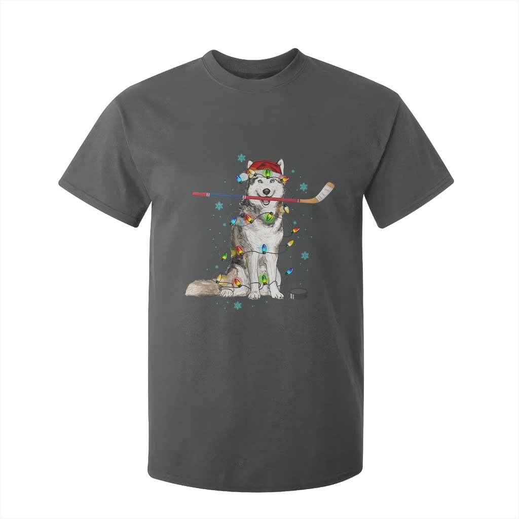 Funny Christmas Husky Ice Hockey Player Holiday Gift T Shirt For Kid TS12 Dark Heather Print Your Wear