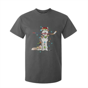 Funny Christmas Husky Ice Hockey Player Holiday Gift T Shirt For Kid TS12 Dark Heather Print Your Wear