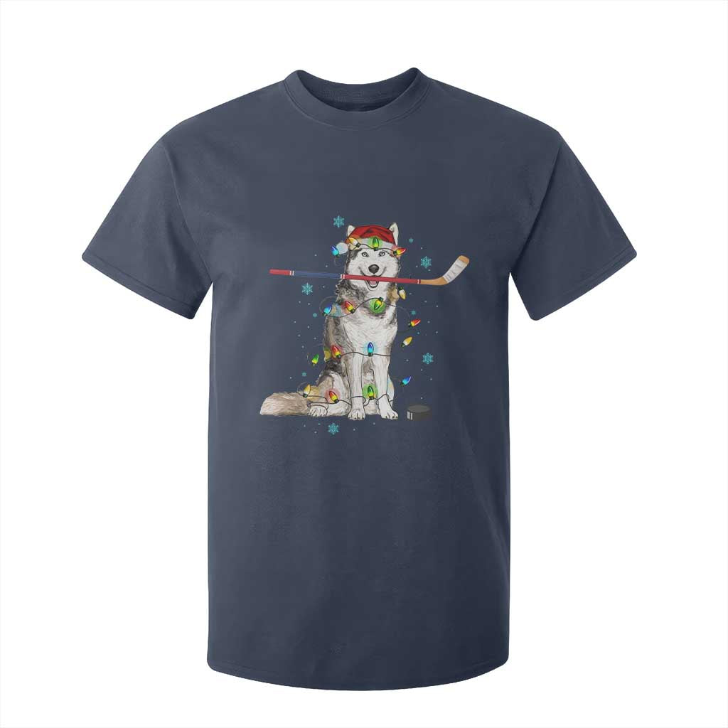 Funny Christmas Husky Ice Hockey Player Holiday Gift T Shirt For Kid TS12 Navy Print Your Wear