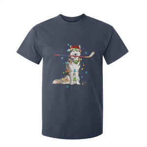 Funny Christmas Husky Ice Hockey Player Holiday Gift T Shirt For Kid TS12 Navy Print Your Wear