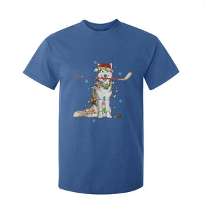 Funny Christmas Husky Ice Hockey Player Holiday Gift T Shirt For Kid TS12 Royal Blue Print Your Wear