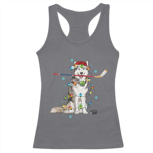 Funny Christmas Husky Ice Hockey Player Holiday Gift Racerback Tank Top TS12 Charcoal Print Your Wear