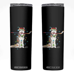 Funny Christmas Husky Ice Hockey Player Holiday Gift Skinny Tumbler TS12 Black Print Your Wear