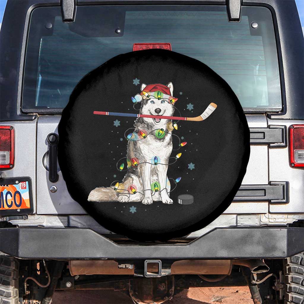 Funny Christmas Husky Ice Hockey Player Holiday Gift Spare Tire Cover TS12 No hole Black Print Your Wear