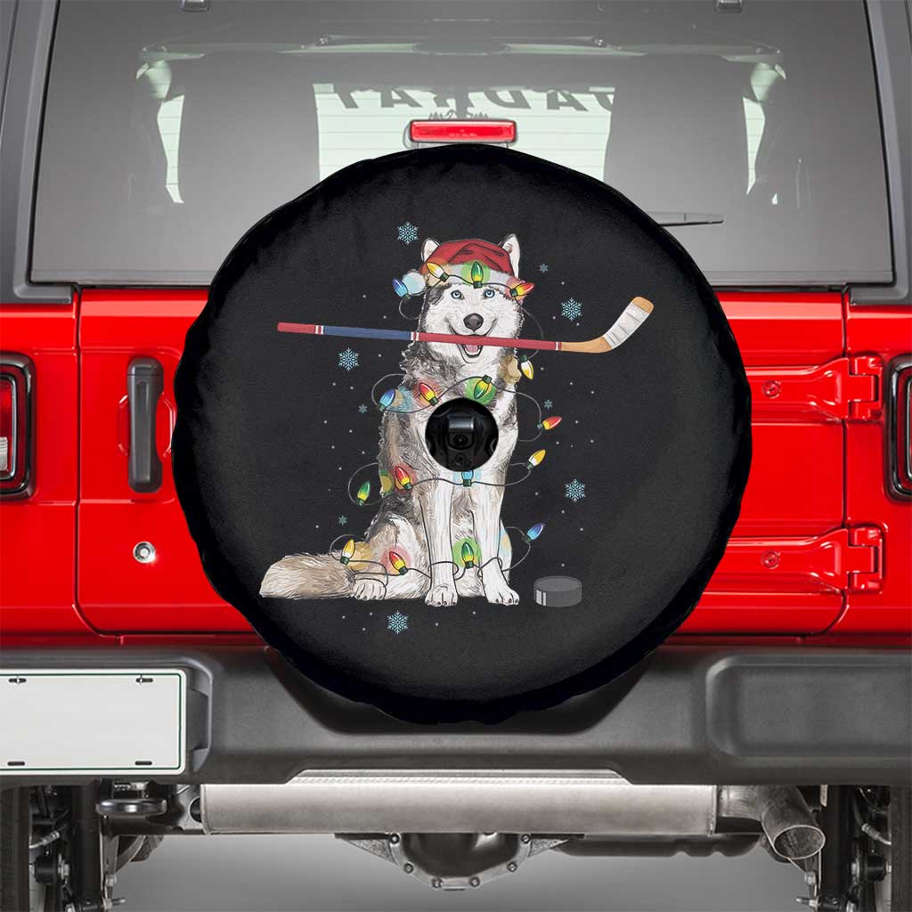 Funny Christmas Husky Ice Hockey Player Holiday Gift Spare Tire Cover TS12 Black Print Your Wear