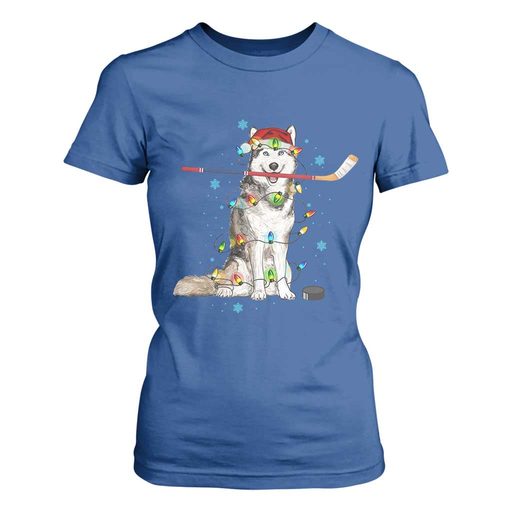Funny Christmas Husky Ice Hockey Player Holiday Gift T Shirt For Women TS12 Royal Blue Print Your Wear