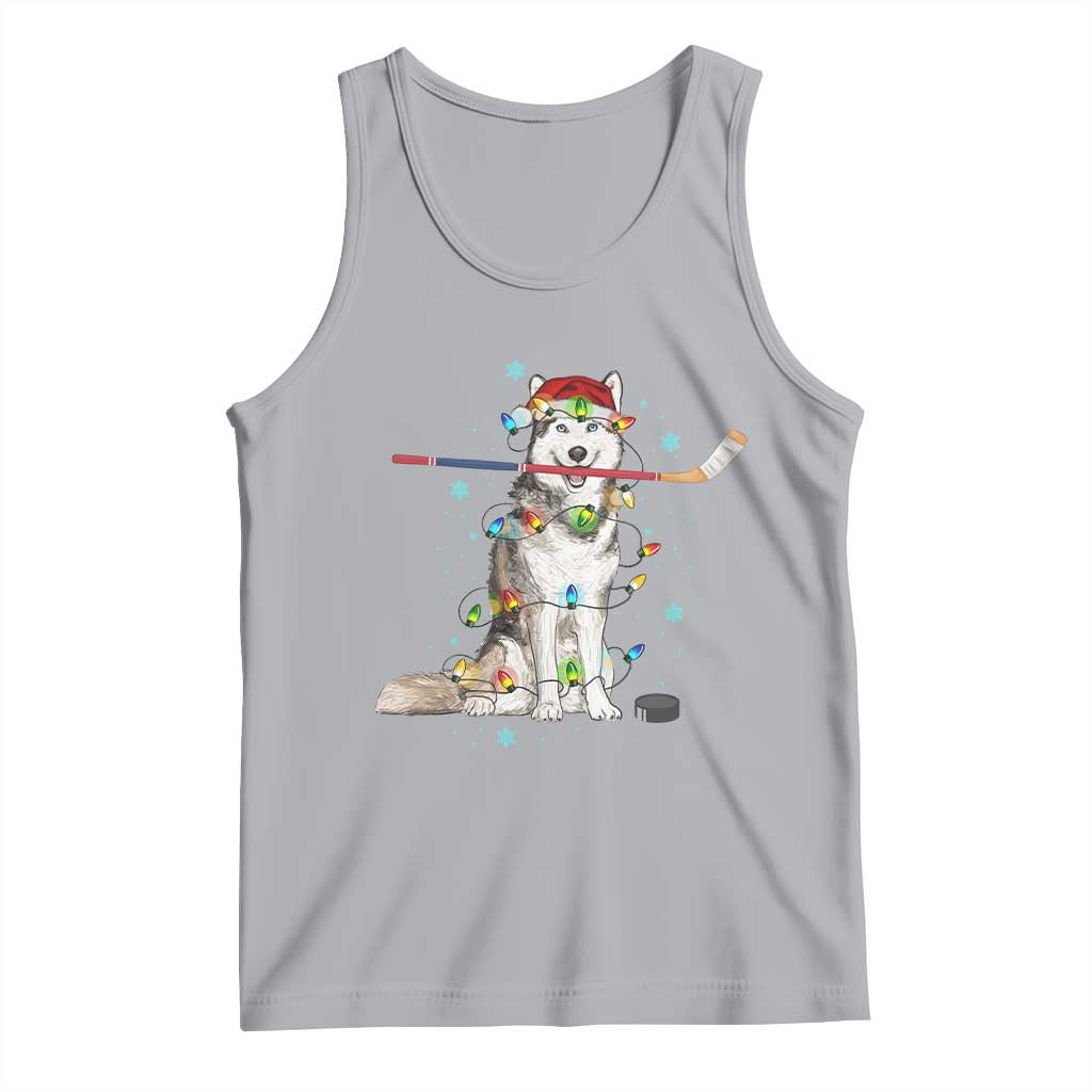 Funny Christmas Husky Ice Hockey Player Holiday Gift Tank Top TS12 Athletic Heather Print Your Wear