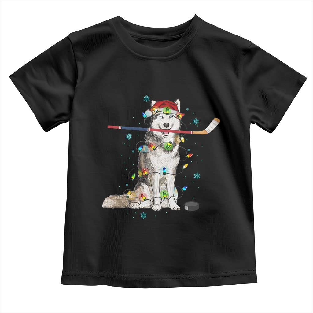 Funny Christmas Husky Ice Hockey Player Holiday Gift Toddler T Shirt TS12 Black Print Your Wear