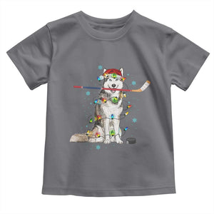 Funny Christmas Husky Ice Hockey Player Holiday Gift Toddler T Shirt TS12 Charcoal Print Your Wear