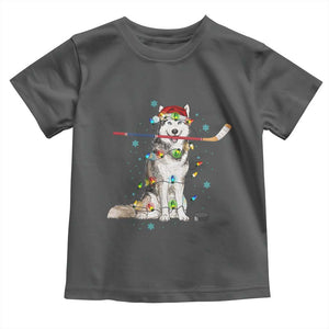 Funny Christmas Husky Ice Hockey Player Holiday Gift Toddler T Shirt TS12 Dark Heather Print Your Wear