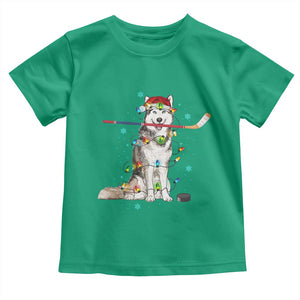 Funny Christmas Husky Ice Hockey Player Holiday Gift Toddler T Shirt TS12 Irish Green Print Your Wear