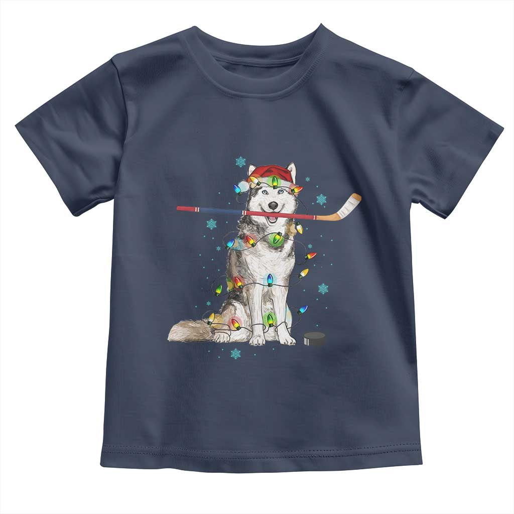 Funny Christmas Husky Ice Hockey Player Holiday Gift Toddler T Shirt TS12 Navy Print Your Wear