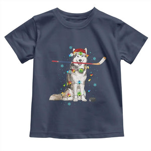 Funny Christmas Husky Ice Hockey Player Holiday Gift Toddler T Shirt TS12 Navy Print Your Wear