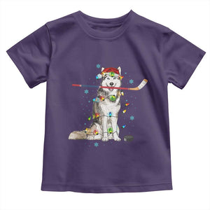 Funny Christmas Husky Ice Hockey Player Holiday Gift Toddler T Shirt TS12 Purple Print Your Wear
