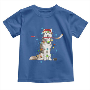 Funny Christmas Husky Ice Hockey Player Holiday Gift Toddler T Shirt TS12 Royal Blue Print Your Wear