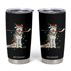 Funny Christmas Husky Ice Hockey Player Holiday Gift Tumbler Cup TS12 Black Print Your Wear
