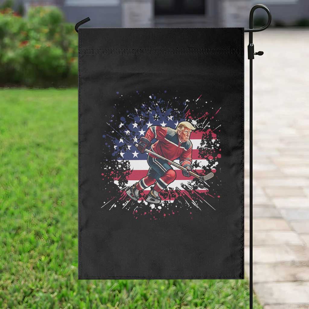 Funny Trump Playing Ice Hockey Garden Flag Funny Patriotic Gift TS12 Print Your Wear