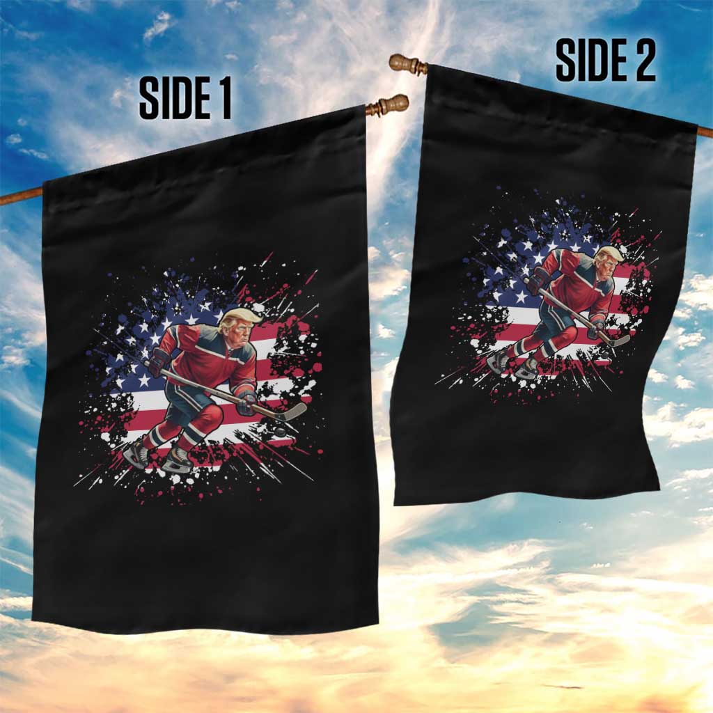 Funny Trump Playing Ice Hockey Garden Flag Funny Patriotic Gift TS12 Print Your Wear