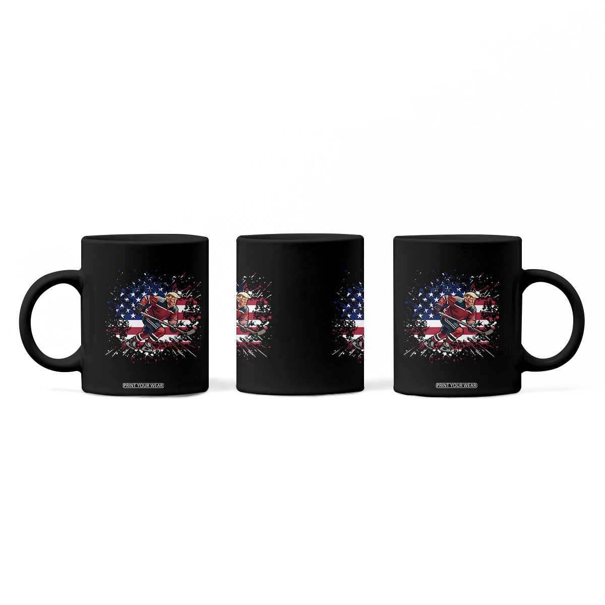 Funny Trump Playing Ice Hockey Coffee Mug Funny Patriotic Gift TS12 Print Your Wear