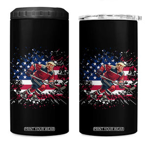 Funny Trump Playing Ice Hockey 4 in 1 Can Cooler Tumbler Funny Patriotic Gift TS12 One Size: 16 oz Black Print Your Wear