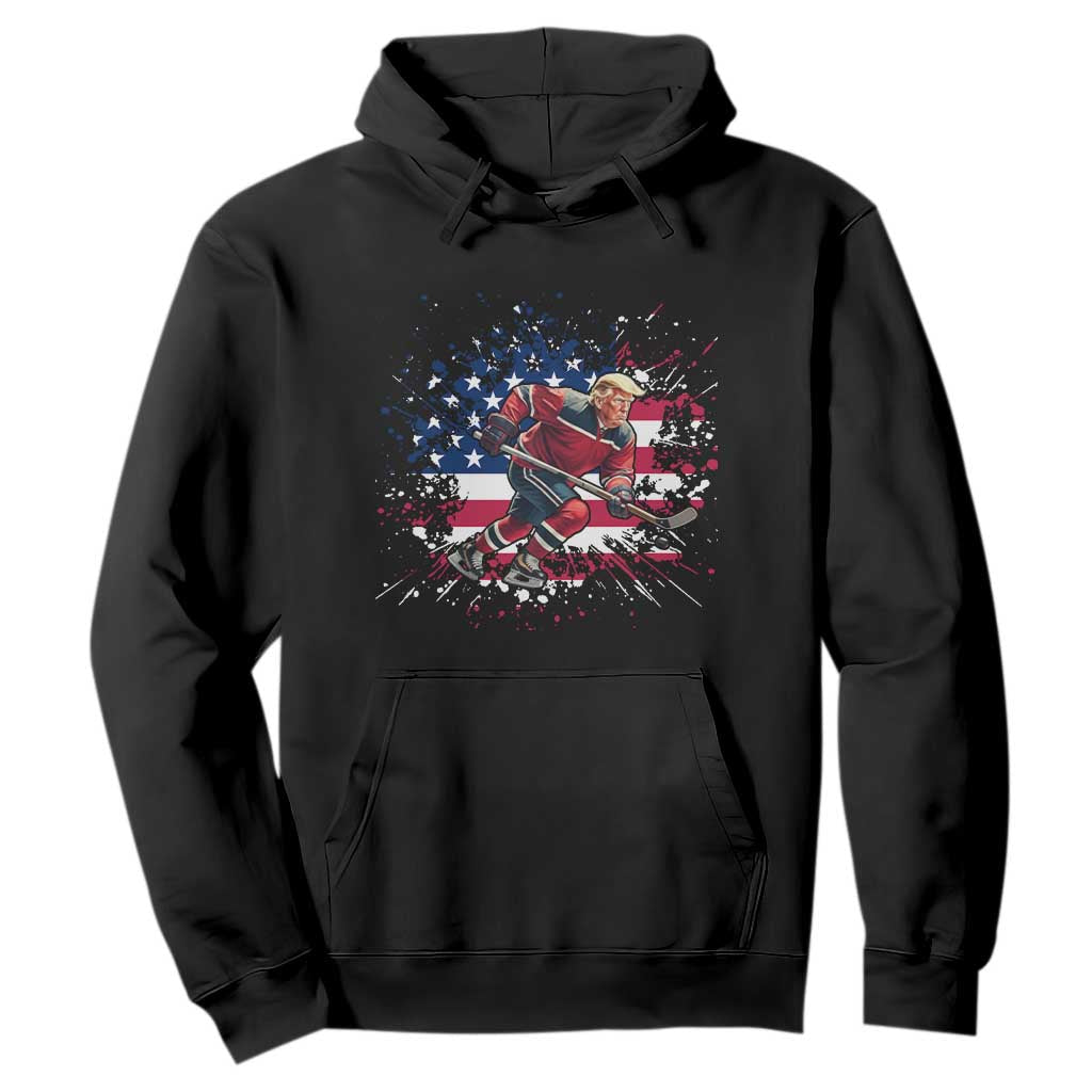 Funny Trump Playing Ice Hockey Hoodie Funny Patriotic Gift TS12 Black Print Your Wear