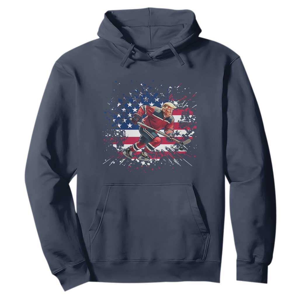 Funny Trump Playing Ice Hockey Hoodie Funny Patriotic Gift TS12 Navy Print Your Wear