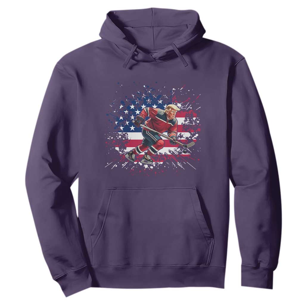 Funny Trump Playing Ice Hockey Hoodie Funny Patriotic Gift TS12 Purple Print Your Wear