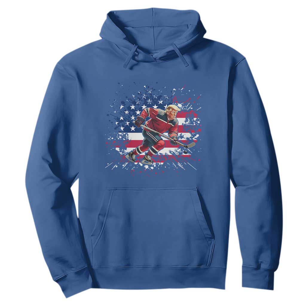 Funny Trump Playing Ice Hockey Hoodie Funny Patriotic Gift TS12 Royal Blue Print Your Wear