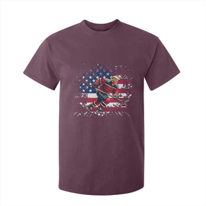 Funny Trump Playing Ice Hockey T Shirt For Kid Funny Patriotic Gift TS12 Maroon Print Your Wear
