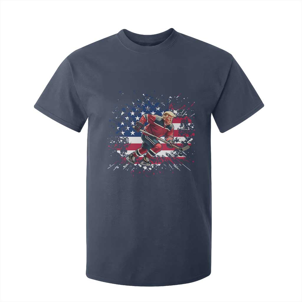 Funny Trump Playing Ice Hockey T Shirt For Kid Funny Patriotic Gift TS12 Navy Print Your Wear