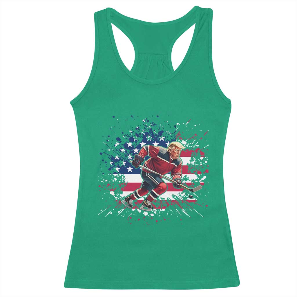 Funny Trump Playing Ice Hockey Racerback Tank Top Funny Patriotic Gift TS12 Irish Green Print Your Wear