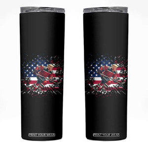 Funny Trump Playing Ice Hockey Skinny Tumbler Funny Patriotic Gift TS12 Black Print Your Wear