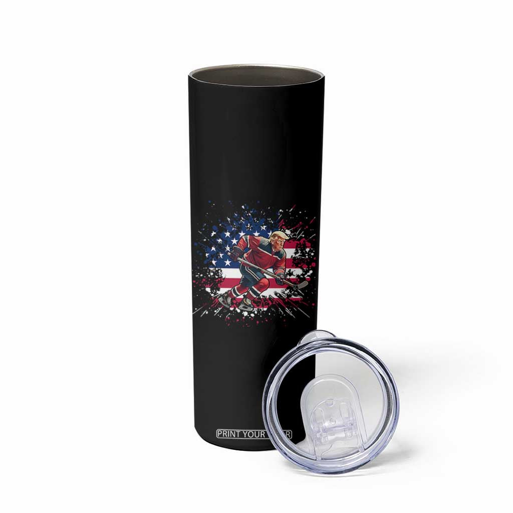 Funny Trump Playing Ice Hockey Skinny Tumbler Funny Patriotic Gift TS12 Print Your Wear