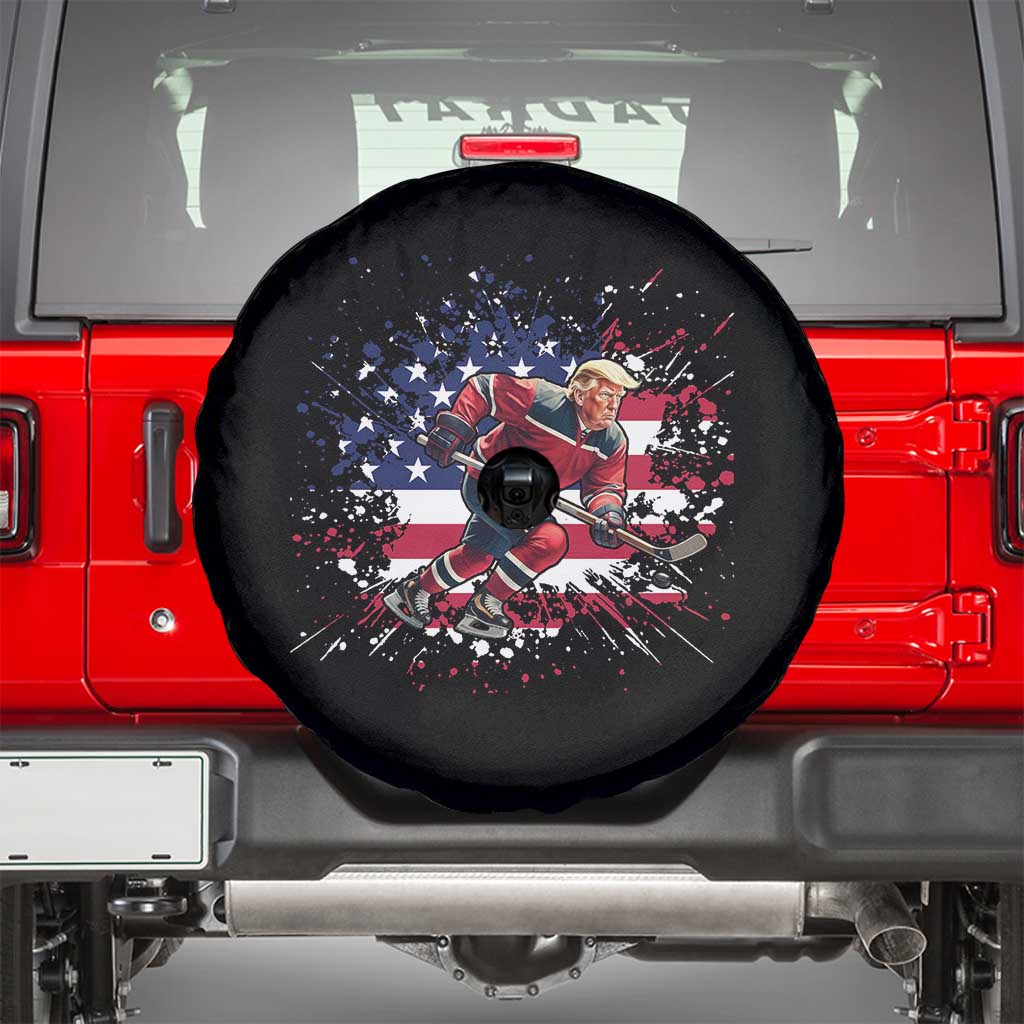 Funny Trump Playing Ice Hockey Spare Tire Cover Funny Patriotic Gift TS12 Black Print Your Wear
