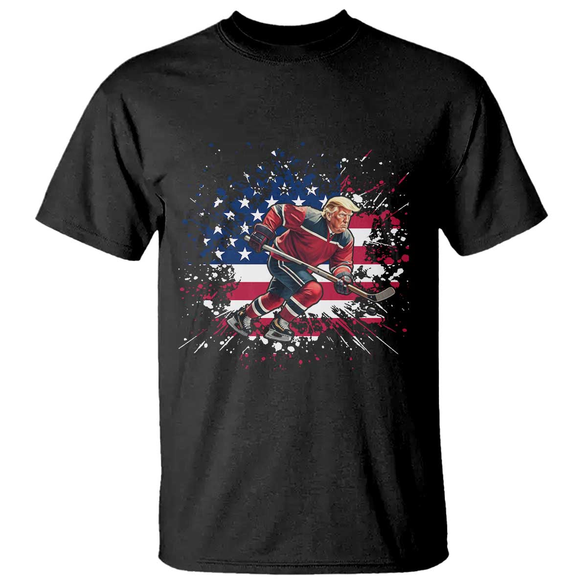 Funny Trump Playing Ice Hockey T Shirt Funny Patriotic Gift TS12 Black Print Your Wear
