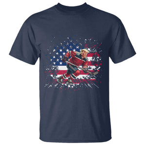 Funny Trump Playing Ice Hockey T Shirt Funny Patriotic Gift TS12 Navy Print Your Wear