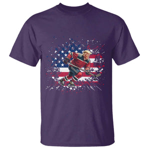 Funny Trump Playing Ice Hockey T Shirt Funny Patriotic Gift TS12 Purple Print Your Wear