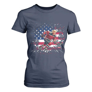 Funny Trump Playing Ice Hockey T Shirt For Women Funny Patriotic Gift TS12 Navy Print Your Wear