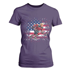 Funny Trump Playing Ice Hockey T Shirt For Women Funny Patriotic Gift TS12 Purple Print Your Wear