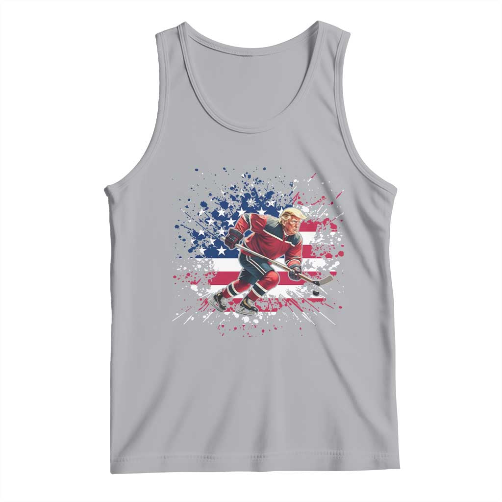 Funny Trump Playing Ice Hockey Tank Top Funny Patriotic Gift TS12 Athletic Heather Print Your Wear