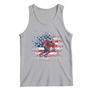 Funny Trump Playing Ice Hockey Tank Top Funny Patriotic Gift TS12 Athletic Heather Print Your Wear