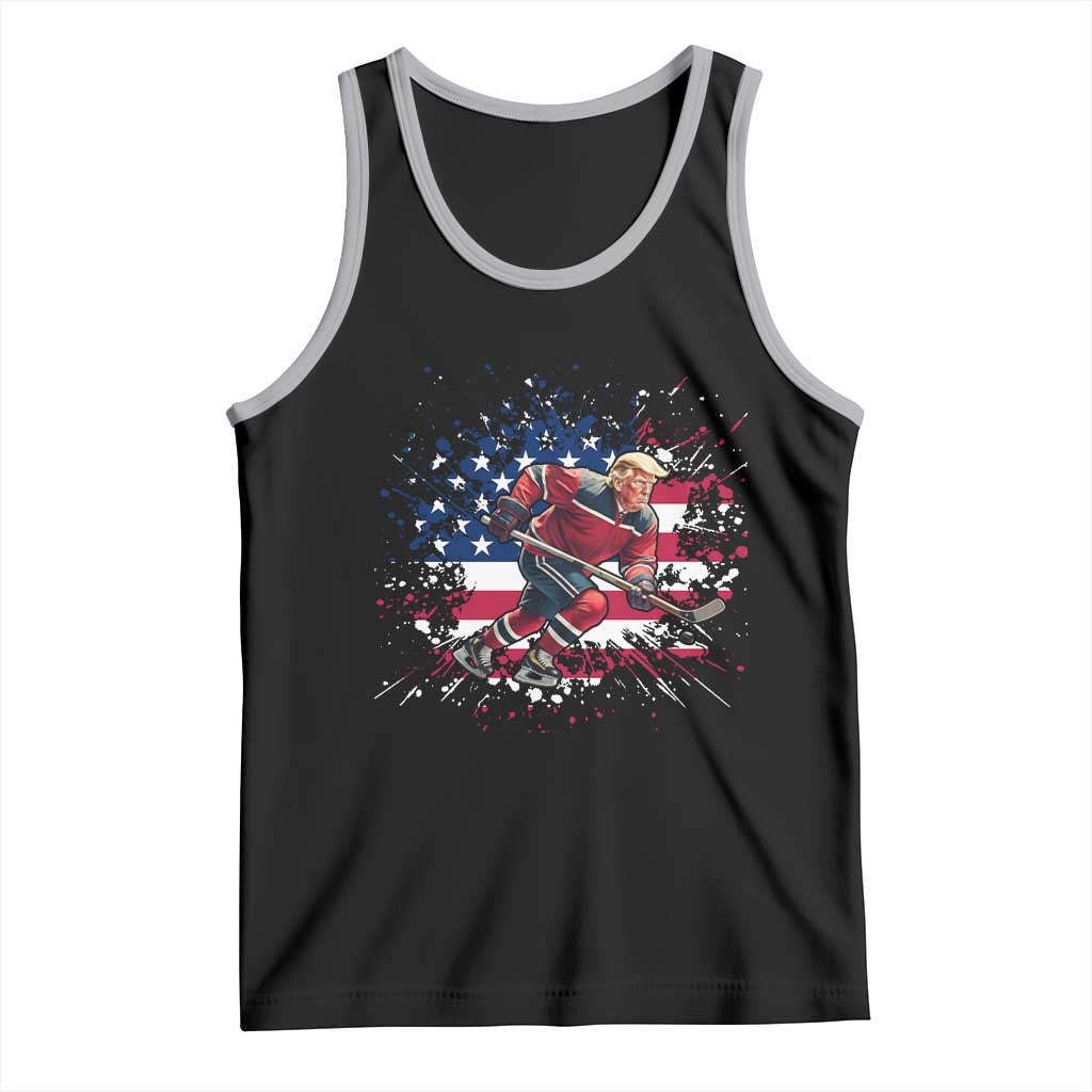 Funny Trump Playing Ice Hockey Tank Top Funny Patriotic Gift TS12 Black Athletic Heather Print Your Wear