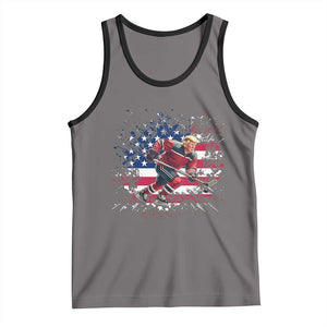 Funny Trump Playing Ice Hockey Tank Top Funny Patriotic Gift TS12 Deep Heather Black Print Your Wear