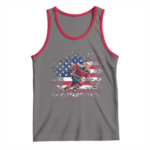 Funny Trump Playing Ice Hockey Tank Top Funny Patriotic Gift TS12 Deep Heather Red Print Your Wear