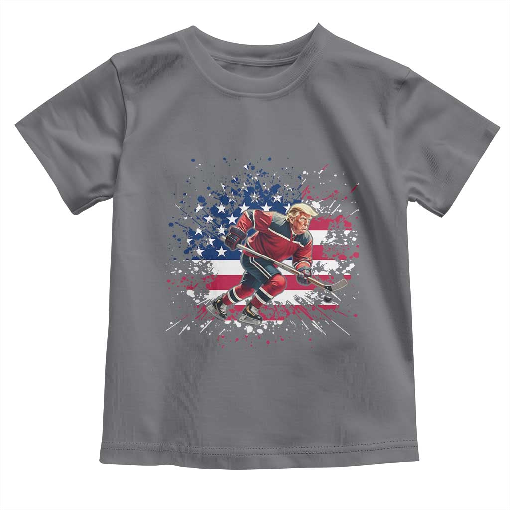 Funny Trump Playing Ice Hockey Toddler T Shirt Funny Patriotic Gift TS12 Charcoal Print Your Wear