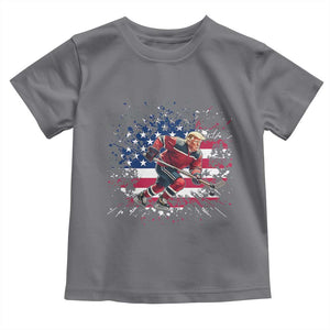 Funny Trump Playing Ice Hockey Toddler T Shirt Funny Patriotic Gift TS12 Charcoal Print Your Wear